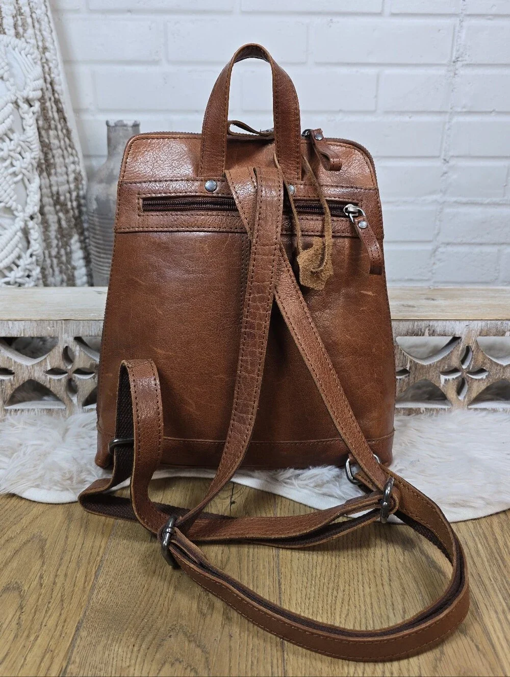 Spikes and Sparrow Brown Leather Backpack